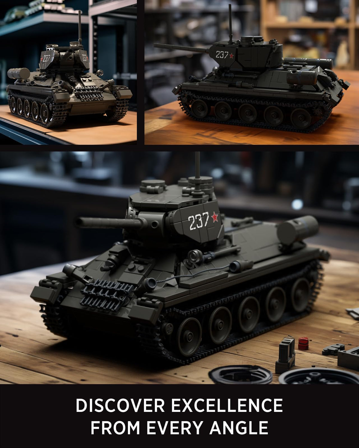 Nifeliz T34/85 tank opened components illustrate realistic mechanisms