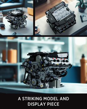 Nifeliz V8 Engine Building Set detailed cylinder block highlights engine mechanics in action.