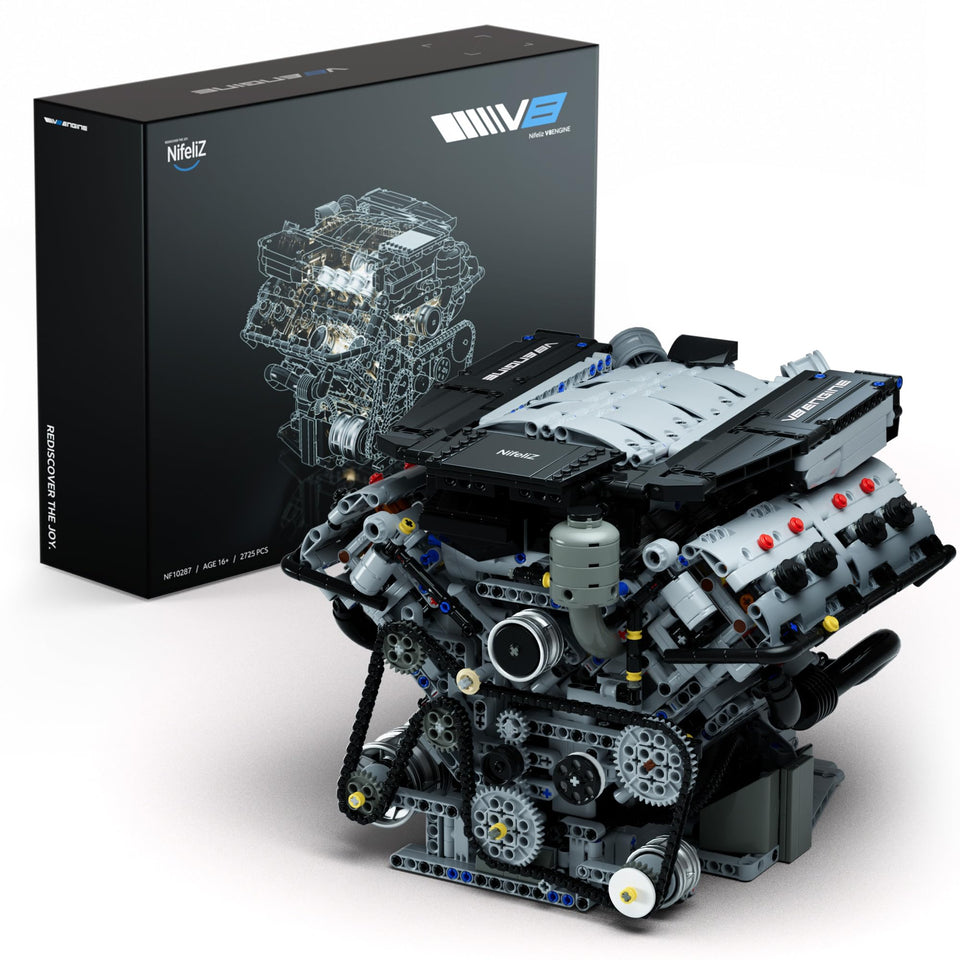Nifeliz V8 Engine Building Set main unit shown for hands-on learning and display.