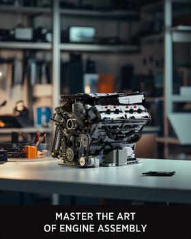 Nifeliz V8 Engine Building Set pistons in motion demonstrate synchronized movement for authentic engine insight.