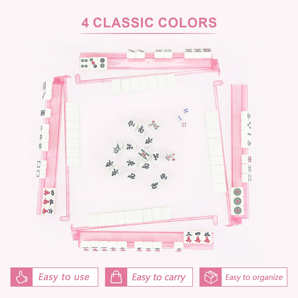 Niflirt glitter pink mahjong racks with pushers suit home and club play.