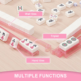 Niflirt glitter pink mahjong racks with pushers offer clear acrylic visibility of tiles.
