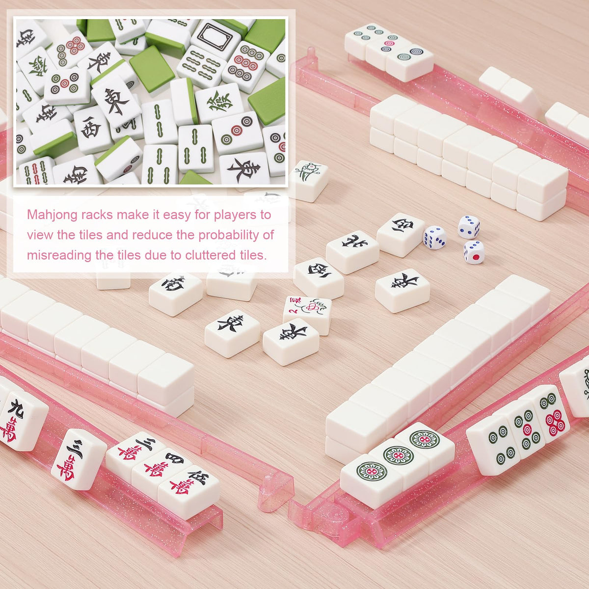 Niflirt glitter pink mahjong racks with pushers deliver quick push actions for walls.