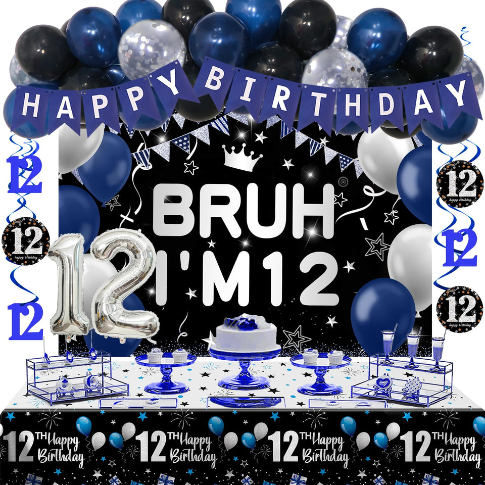 Nigifter 12th birthday banner backdrop for bold party setup