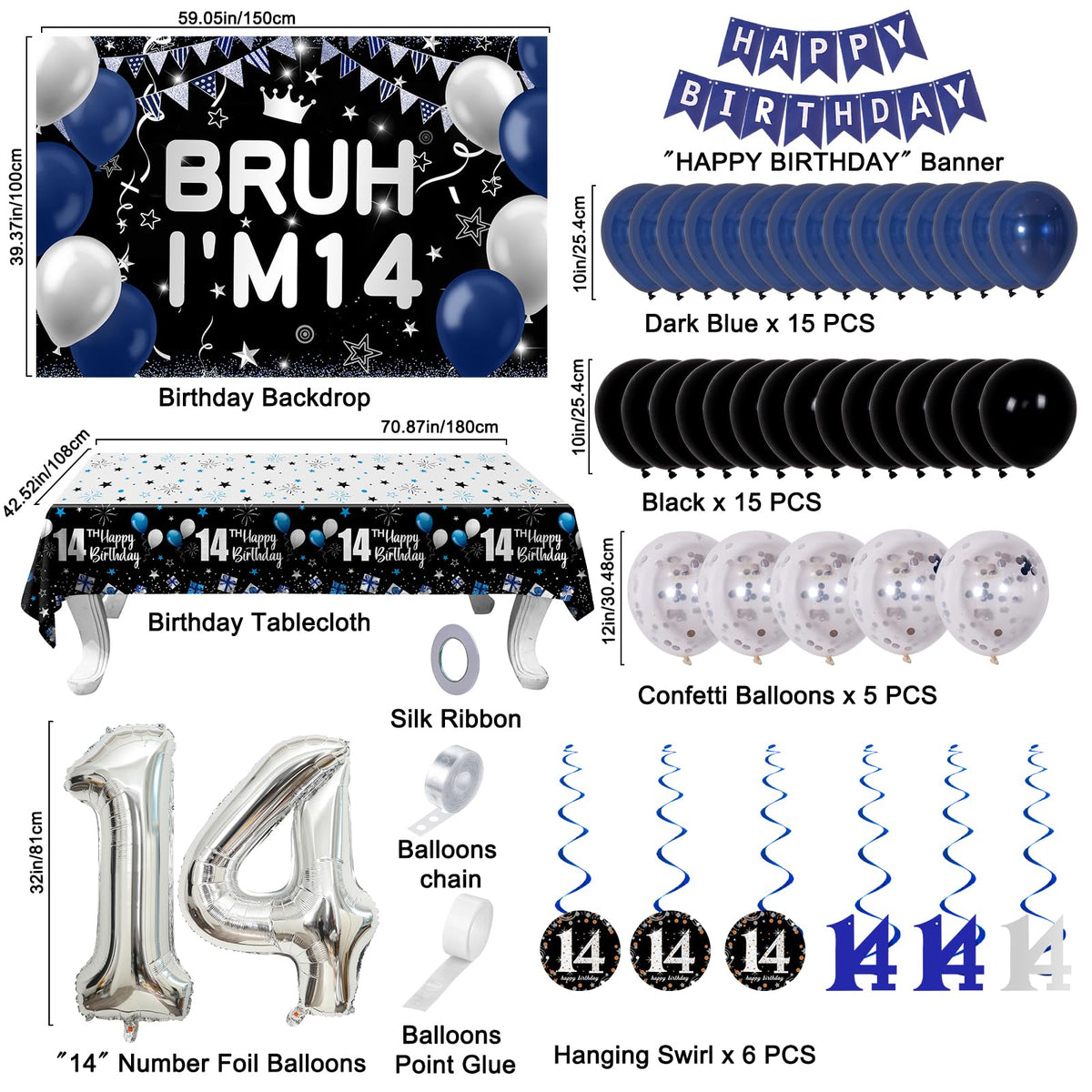 Nigifter blue and black balloons create a bold, photo-worthy celebration vibe.