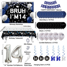 Nigifter blue and black balloons create a bold, photo-worthy celebration vibe.