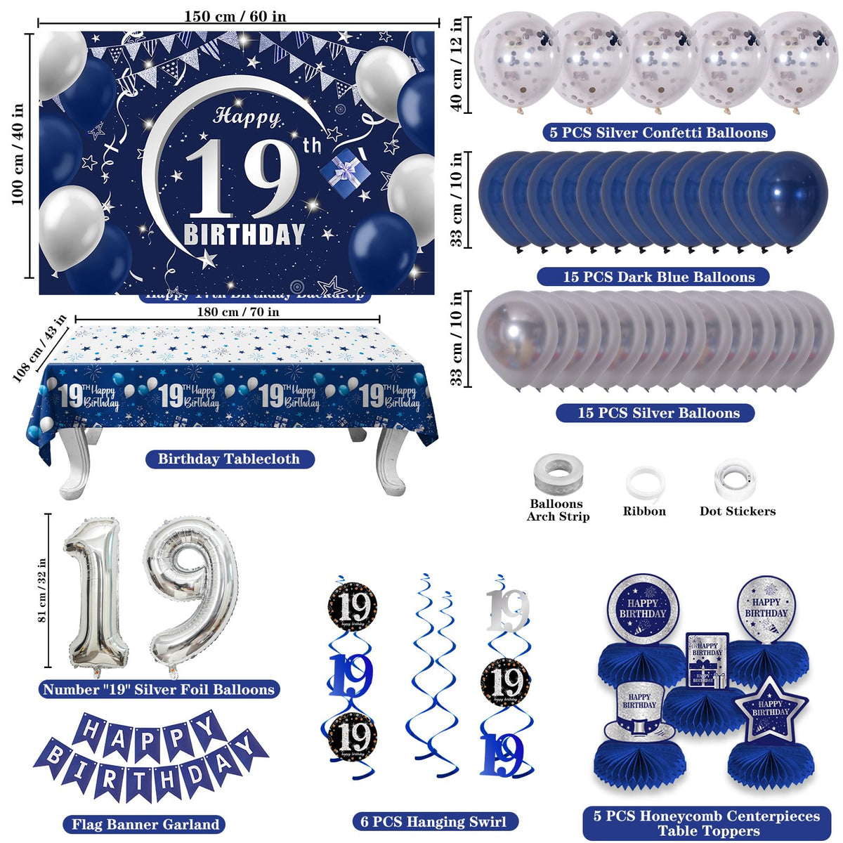 Nigifter blue-silver balloon set enhances festive atmosphere for any venue