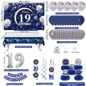 Nigifter blue-silver balloon set enhances festive atmosphere for any venue