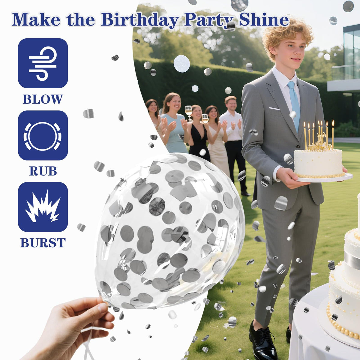 Nigifter silver confetti balloons sparkle for a festive vibe