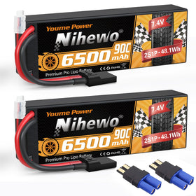 Nihewo 2S 6500mAh LiPo battery in hard case for extended RC runtime
