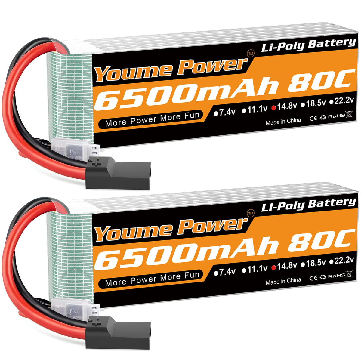 Nihewo 4S LiPo battery with soft case and TR connector for extended RC runs.