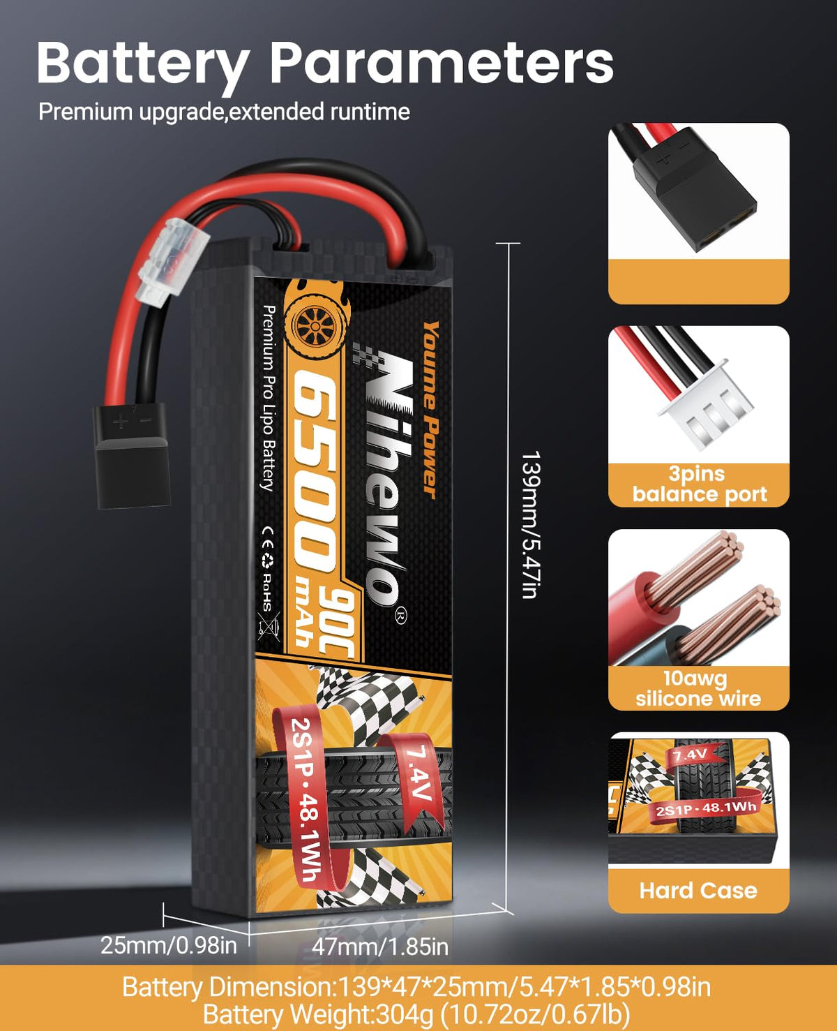 Nihewo 6500mAh pack in hard-case protects cells during quick runs