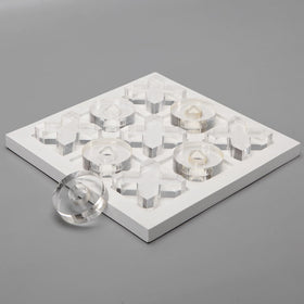 NIKKY HOME acrylic tic tac toe board on a coffee table as a stylish decor centerpiece
