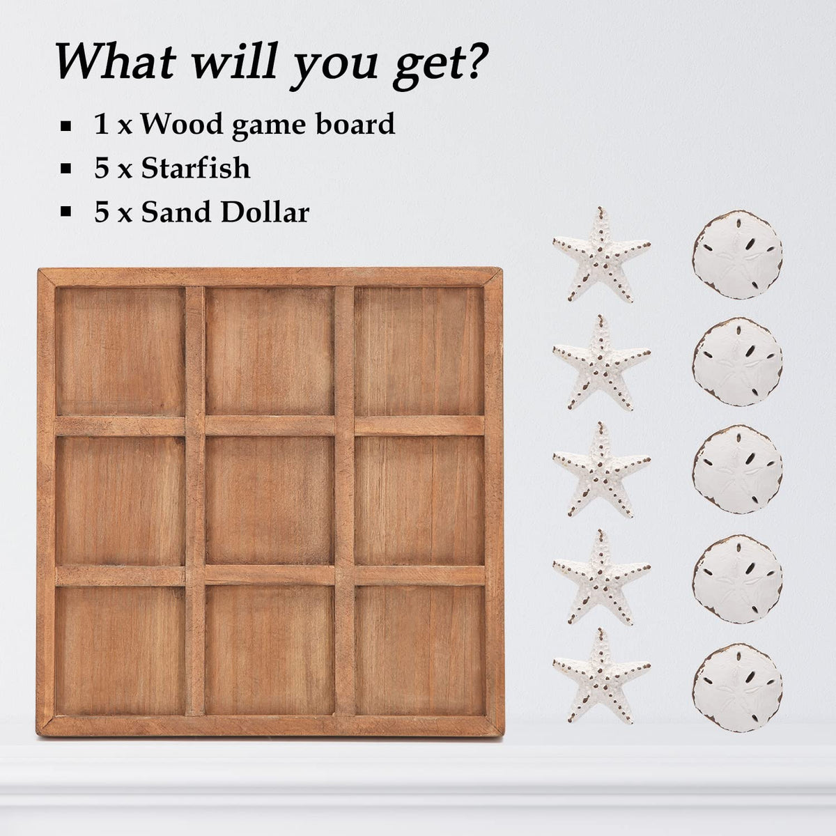 NIKKY HOME Resin noughts and crosses pieces neatly stored on the board.
