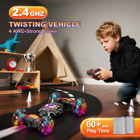 Nikuku Gesture Sensing RC Stunt Car back view showing dual-control setup