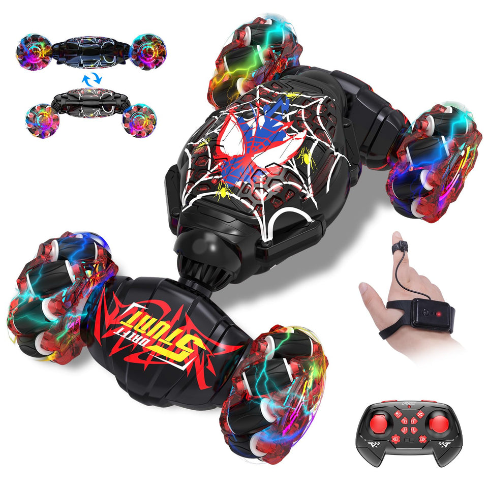 Nikuku Gesture Sensing RC Stunt Car front view with spider design for dynamic play