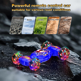 Nikuku 4WD off-road performance tackling grass and rocks for versatile play.