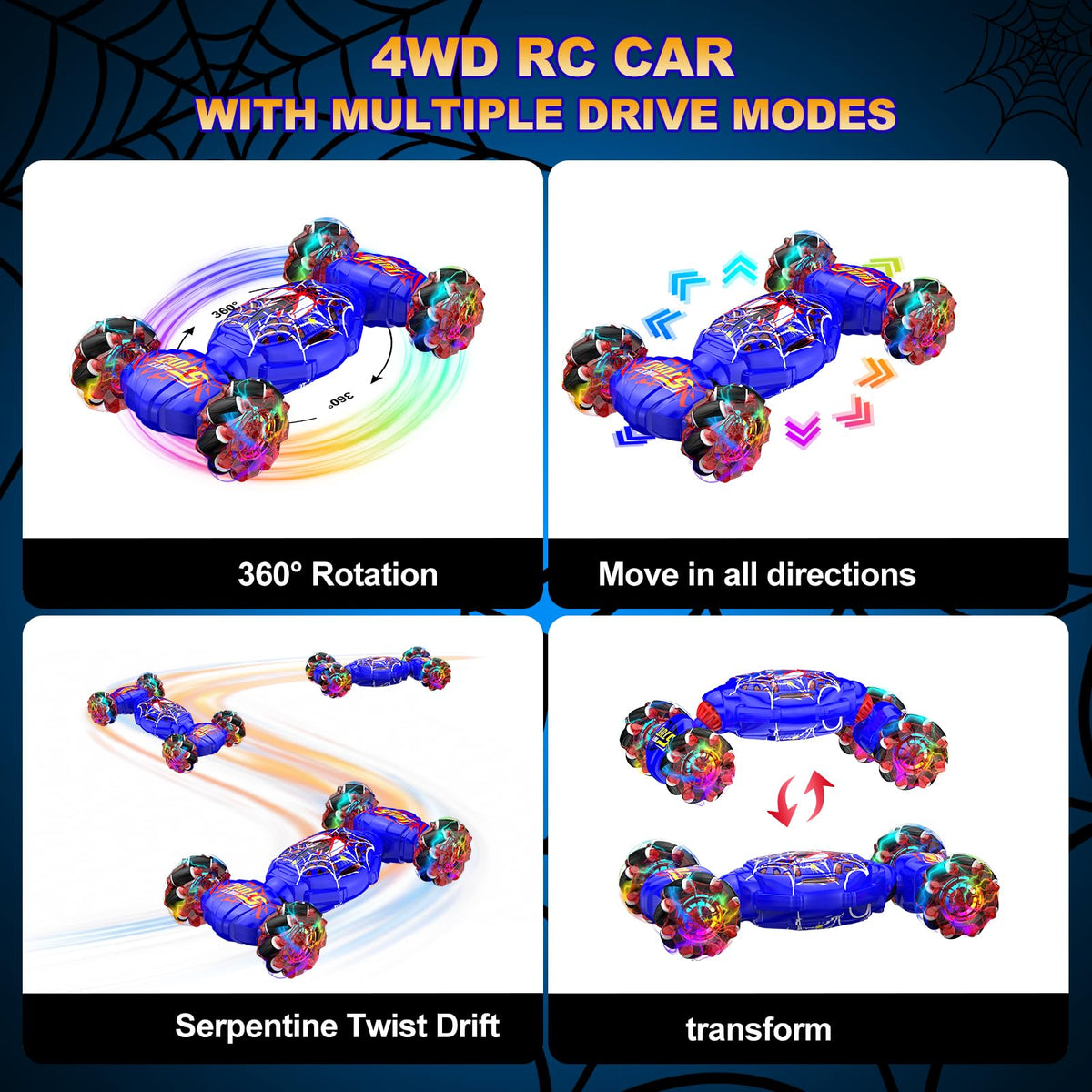 Nikuku RC car with LED lights and music enhancing immersive play.