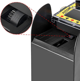 Nileole 6-deck shuffler battery compartment emphasizes cordless operation for parties