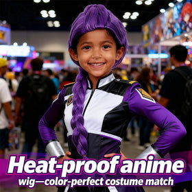 nimbleleap purple braid wig with heat resistant fiber for safe, customized styling.
