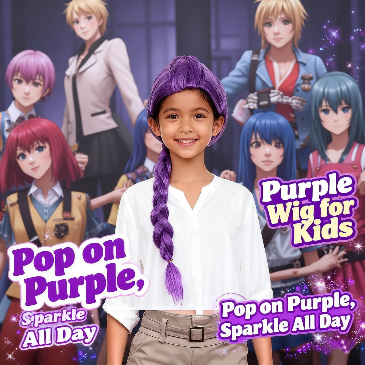 nimbleleap purple braid wig long braids, easy to style for dynamic character looks.