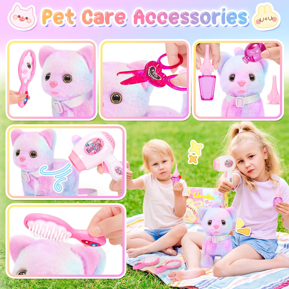 NINAOR plush hair dryer adds realistic grooming detail to playtime.