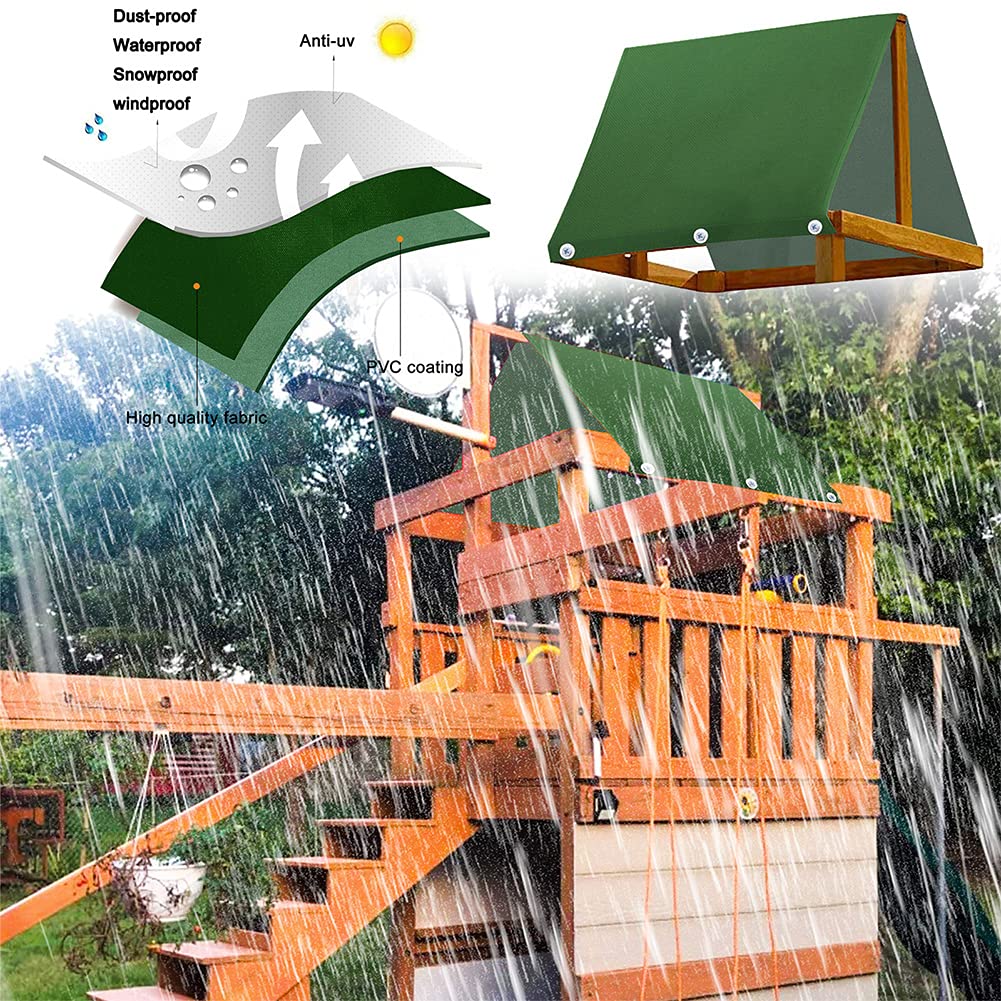 NINEFOX sun rain shield canopy protects backyard equipment from elements.