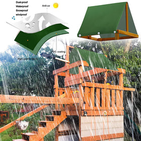 NINEFOX sun rain shield canopy protects backyard equipment from elements.