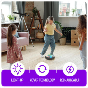 Ninja Blast hover ball with soft foam bumper protects furniture