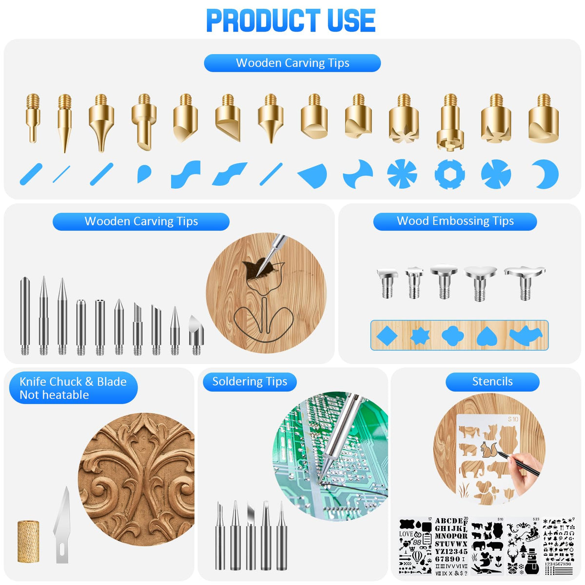 Ninonly wood slices 20 provide ready surfaces for pyrography.