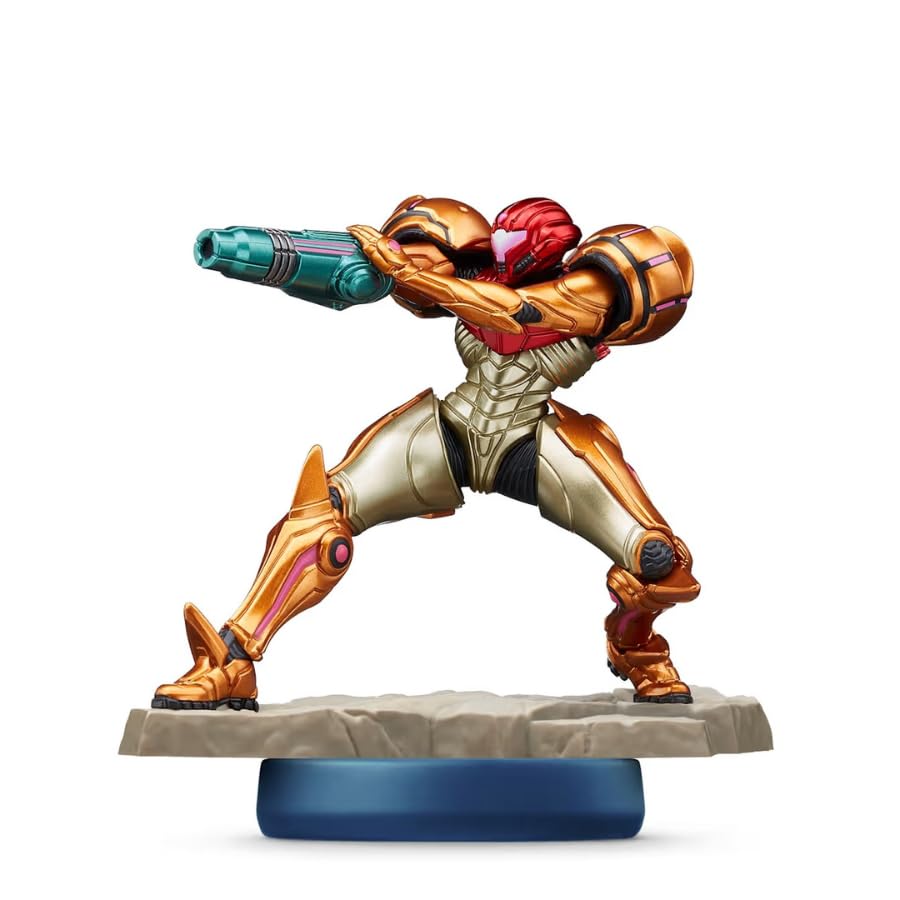 Nintendo amiibo Samus Metroid Prime 4 in-hand pose ideal for quick scanning in compatible games.