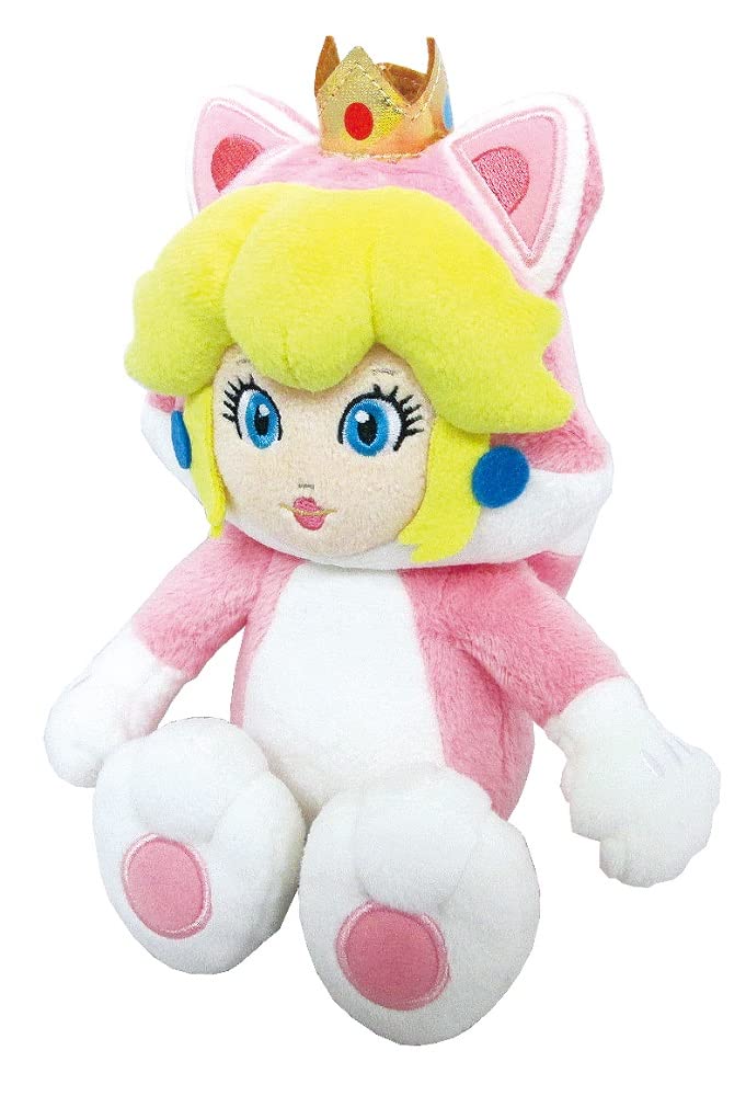 Nintendo Little Buddy Cat Peach Plush 10-inch displays soft, cuddly charm for fans and collectors.