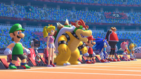 Gameplay scene with Mario and Sonic in action for quick rounds