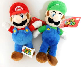 Nintendo Mario and Luigi plush set, front view, soft and cuddly.