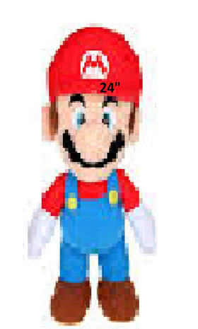Mario plush close-up, soft fabric and detailed stitching.