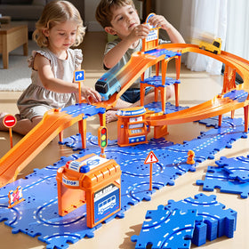 NIPLOOOW 3-layer track design with cars climbing between levels for dynamic play