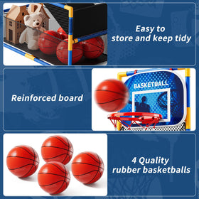 NIPLOOOW Arcade Basketball Set storage compartment keeping toys neat and organized.