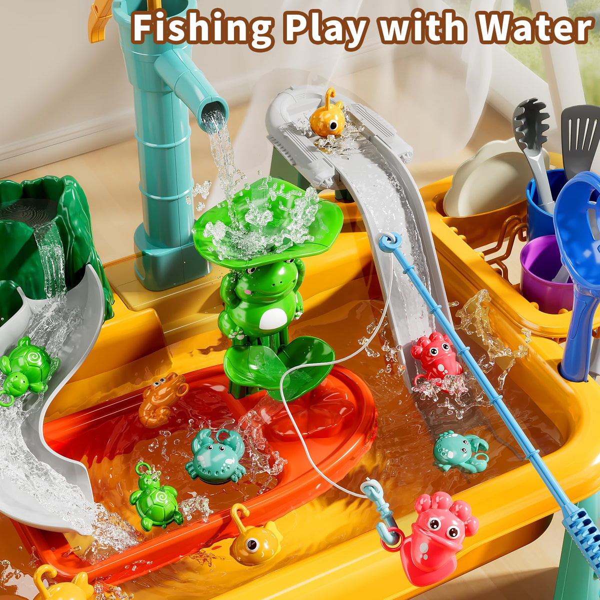 NIPLOOOW automatic water circulation supports easy, mess-free washing play.