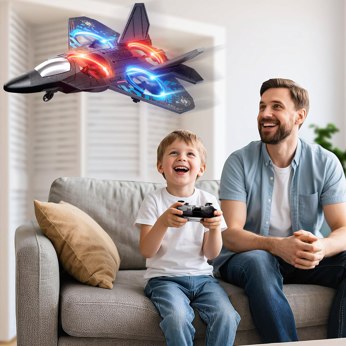 NIPLOOOW gravity-sensing RC airplane hovering smoothly indoors