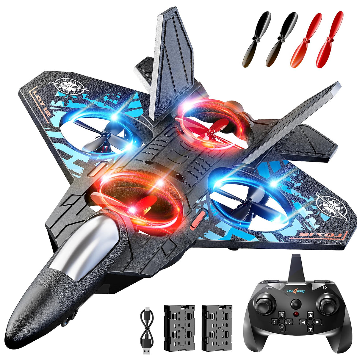 NIPLOOOW foam RC airplane with LED lights for bright flights indoors and outdoors