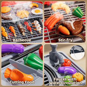 NIPLOOOW kids BBQ set supports indoor and outdoor pretend play sessions.