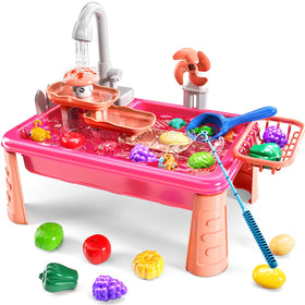 NIPLOOOW kitchen sink toys showing the electric pump in action for pretend play.