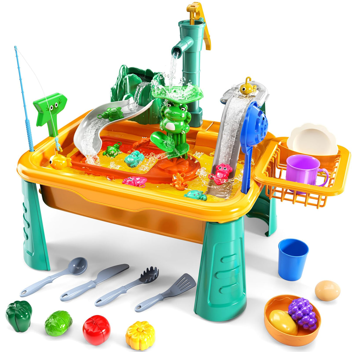 NIPLOOOW kitchen sink toys with floating fish for imaginative fishing play.