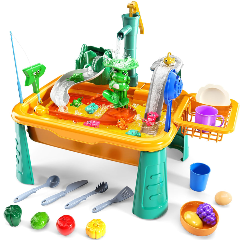 NIPLOOOW kitchen sink toys with floating fish for imaginative fishing play.