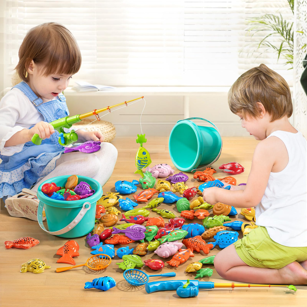 NIPLOOOW magnetic fishing rods for kids, flexible lengthening action encourages imaginative play