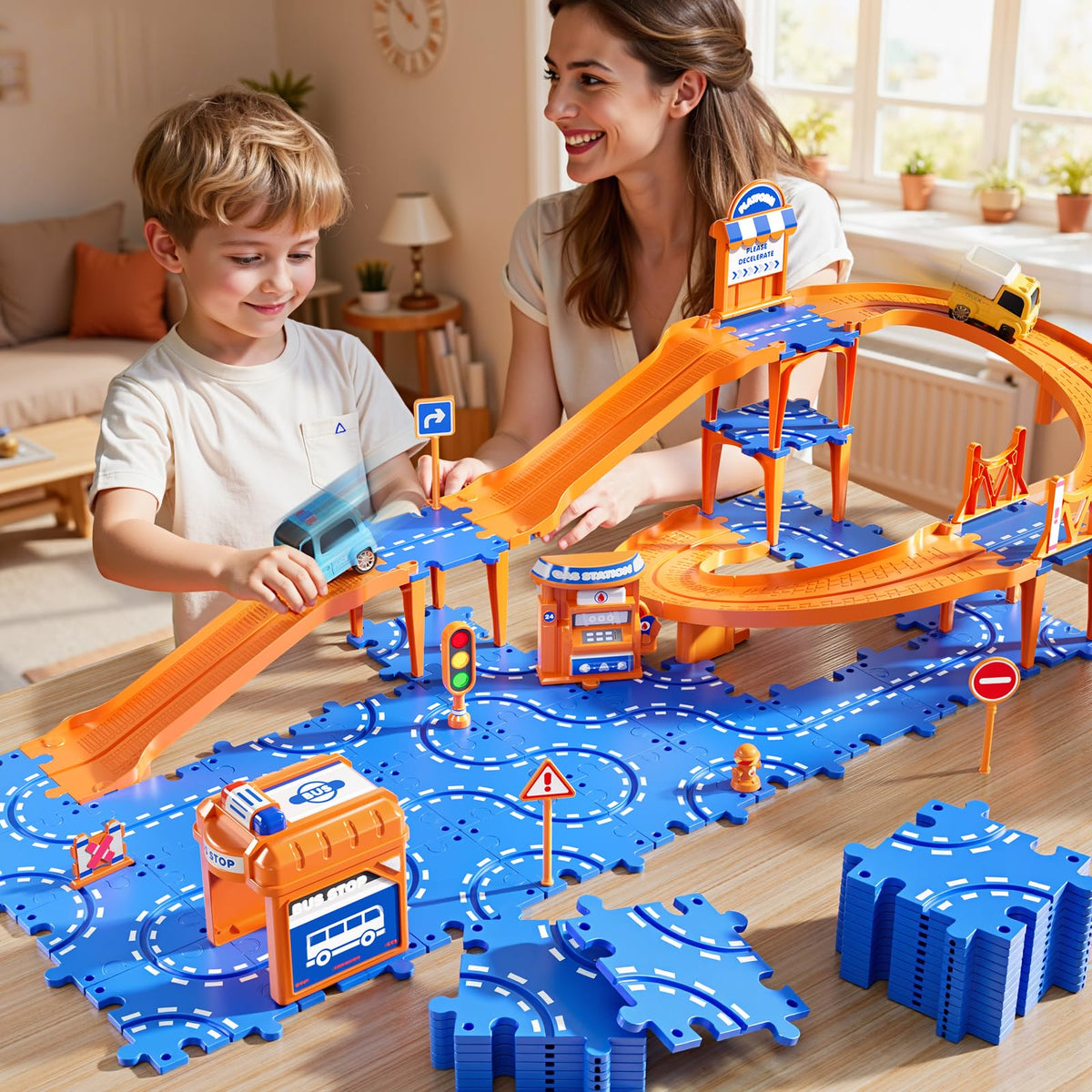 NIPLOOOW parents and child assembling the track together for bonding time