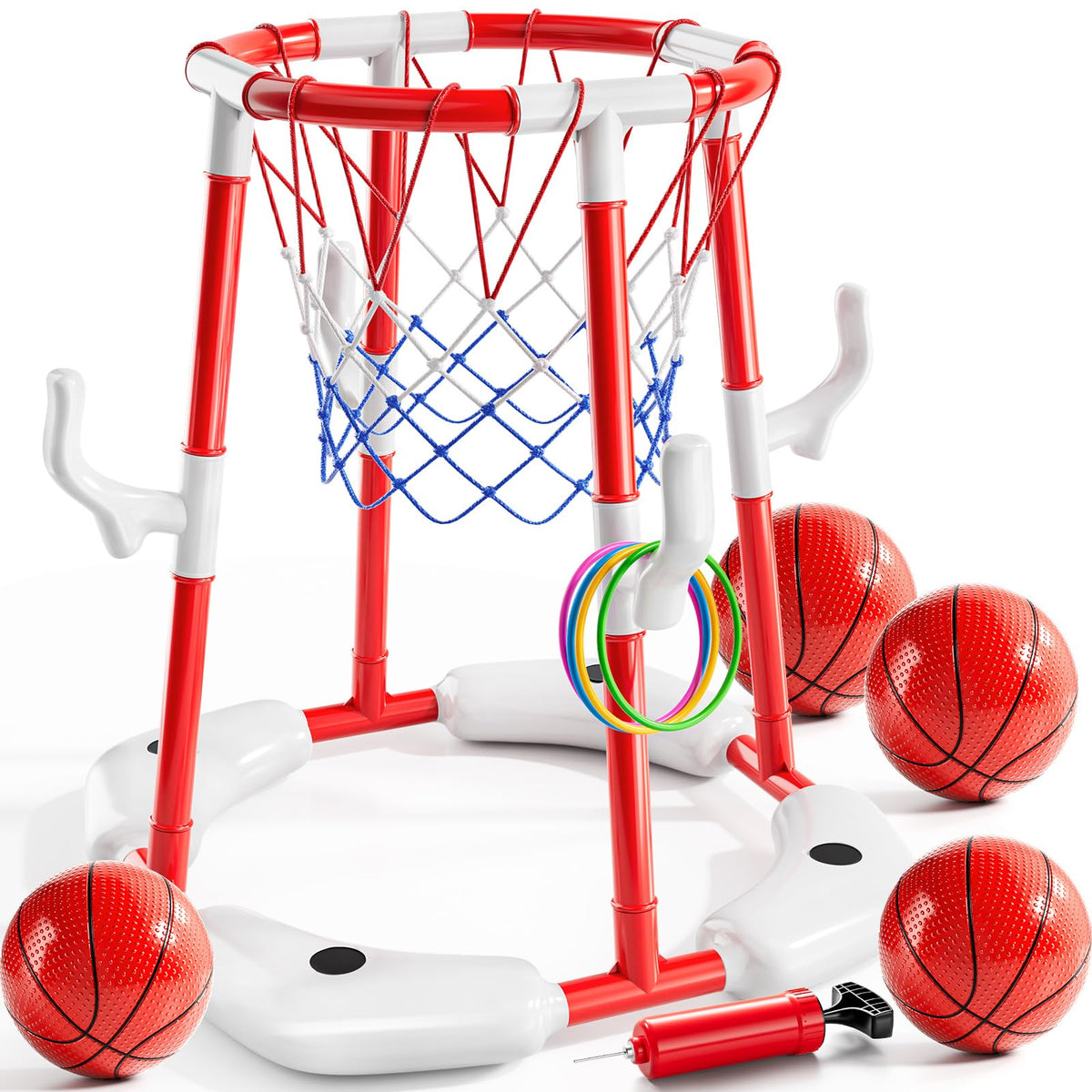 NIPLOOOW pool basketball hoop setup for quick family fun.