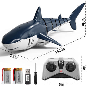 NIPLOOOW RC shark remote panel shows 2.4GHz controls for precise steering.