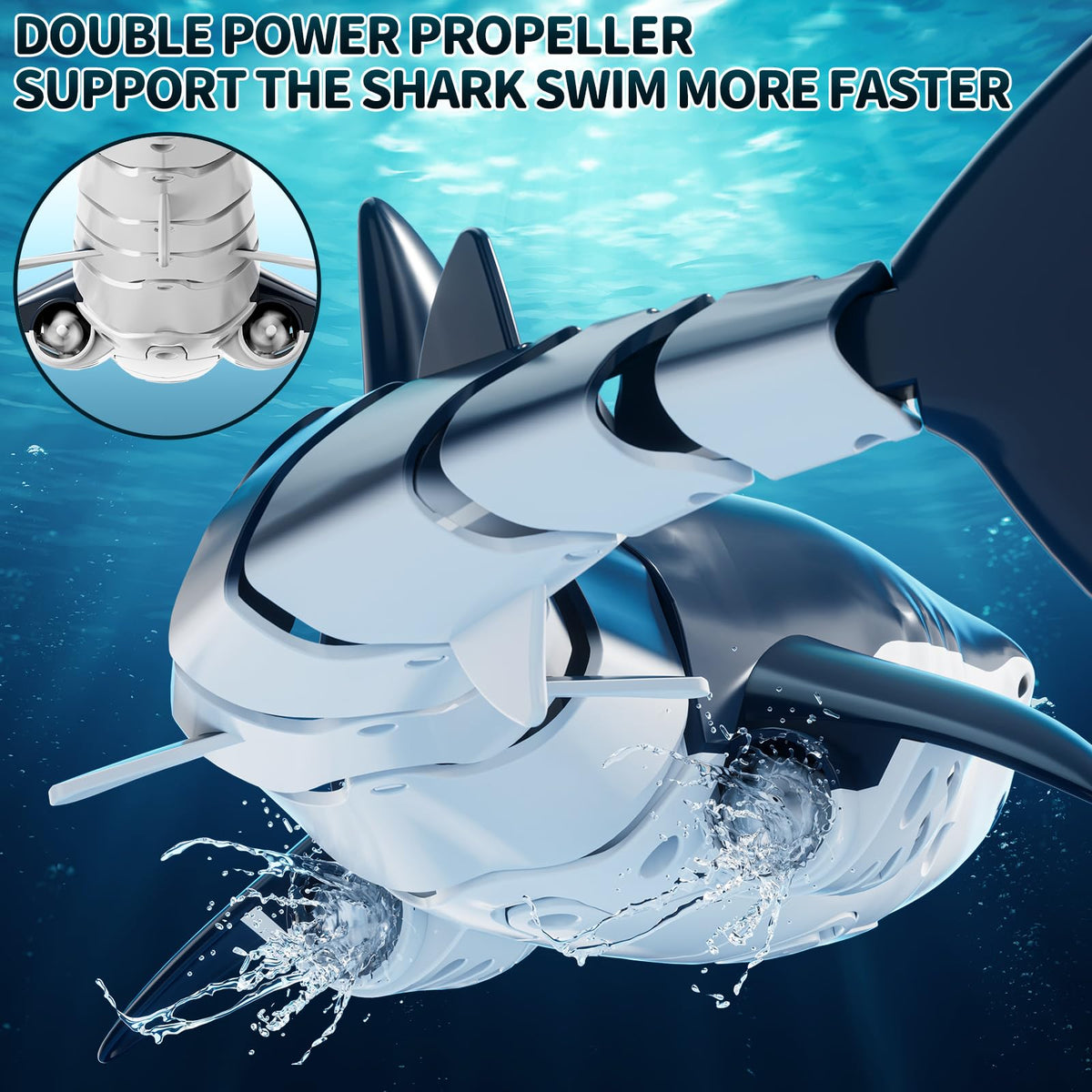 NIPLOOOW shark side swim view emphasizes smooth motion and realistic design.