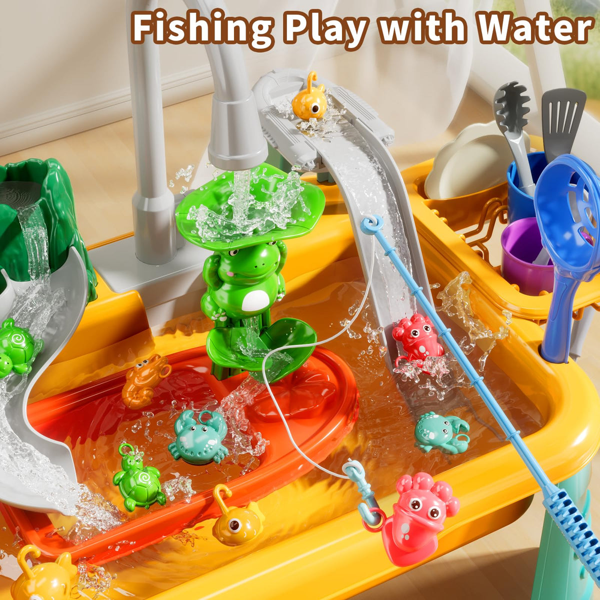 NIPLOOOW role‑play kitchen accessories laid out for kids' learning experiences.